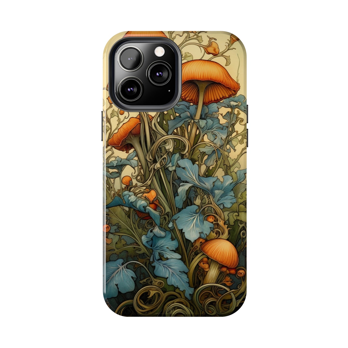 Vintage Mushroom iPhone Case Floral Aesthetic Art Nouveau Retro Phone Tough Case iPhone 14 Plus 13 12 7 8 SE Hippie Boho Style