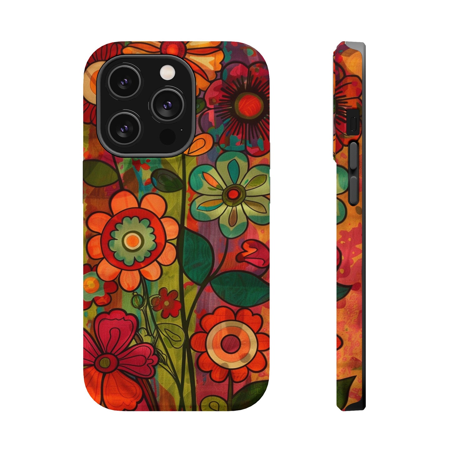 Retro Watercolor Abstract Floral Summer Style MagSafe Phone Case, iPhone 15 Case