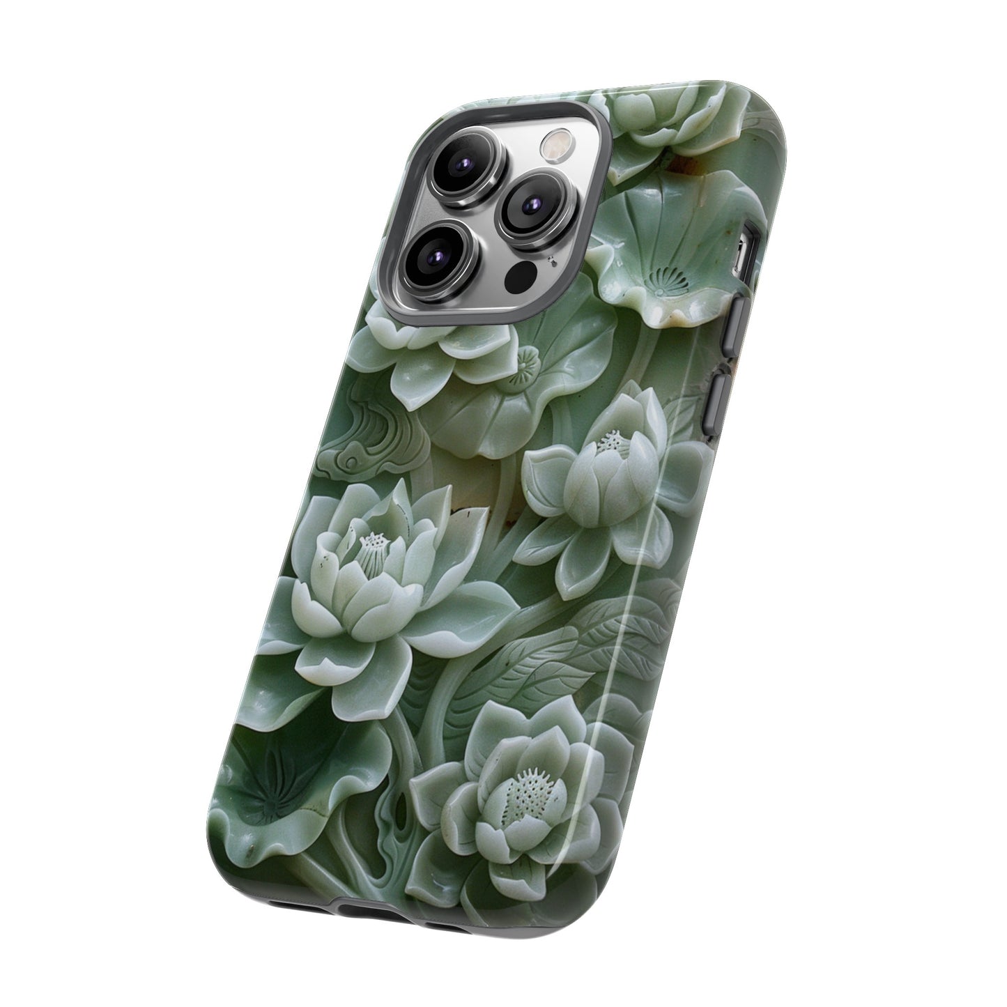 Green Jade Lotus Floral Art Phone Case