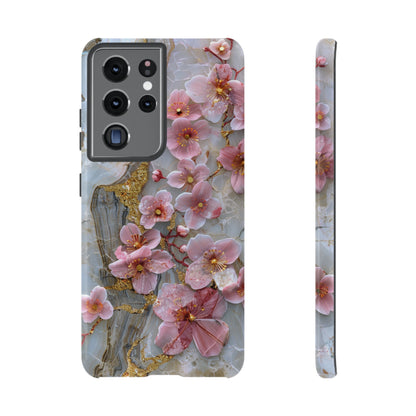 Pink Forget Me Nots Gold Floral Phone Case