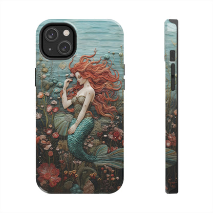 Siren's Song: Mermaid Elegance Apple Phone Case | Embroidery-Inspired iPhone Case