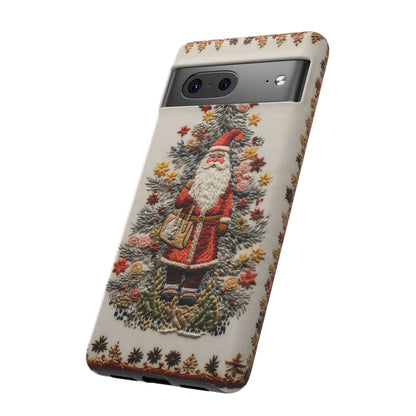 Vintage Embroidery Christmas Santa Phone Case