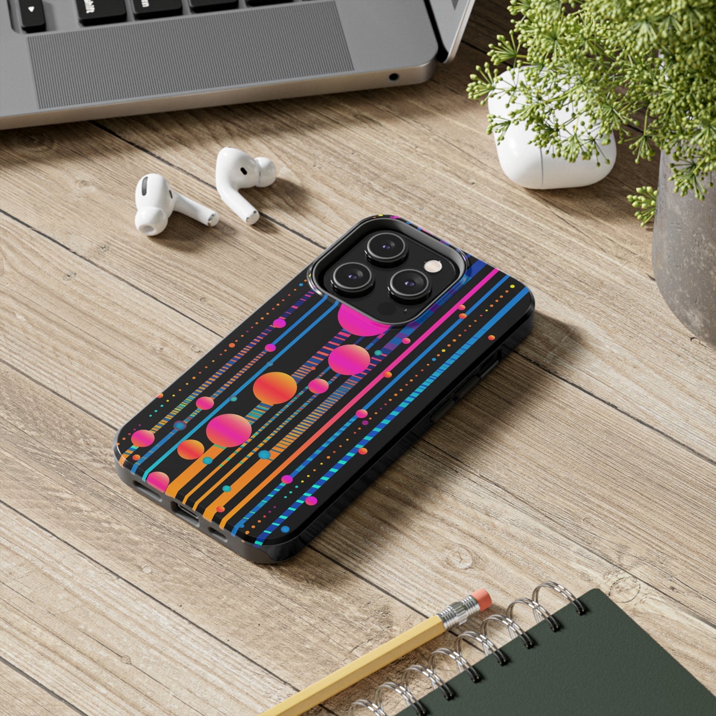 Experience a Blast from the Past: Retro Psychedelic Bubbles Tough Case for Apple iPhone Models