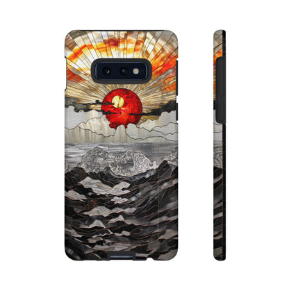 Japanese Rising Sun Phone Case Stained Glass Ocean Wave Phone Cover iPhone 15 Case