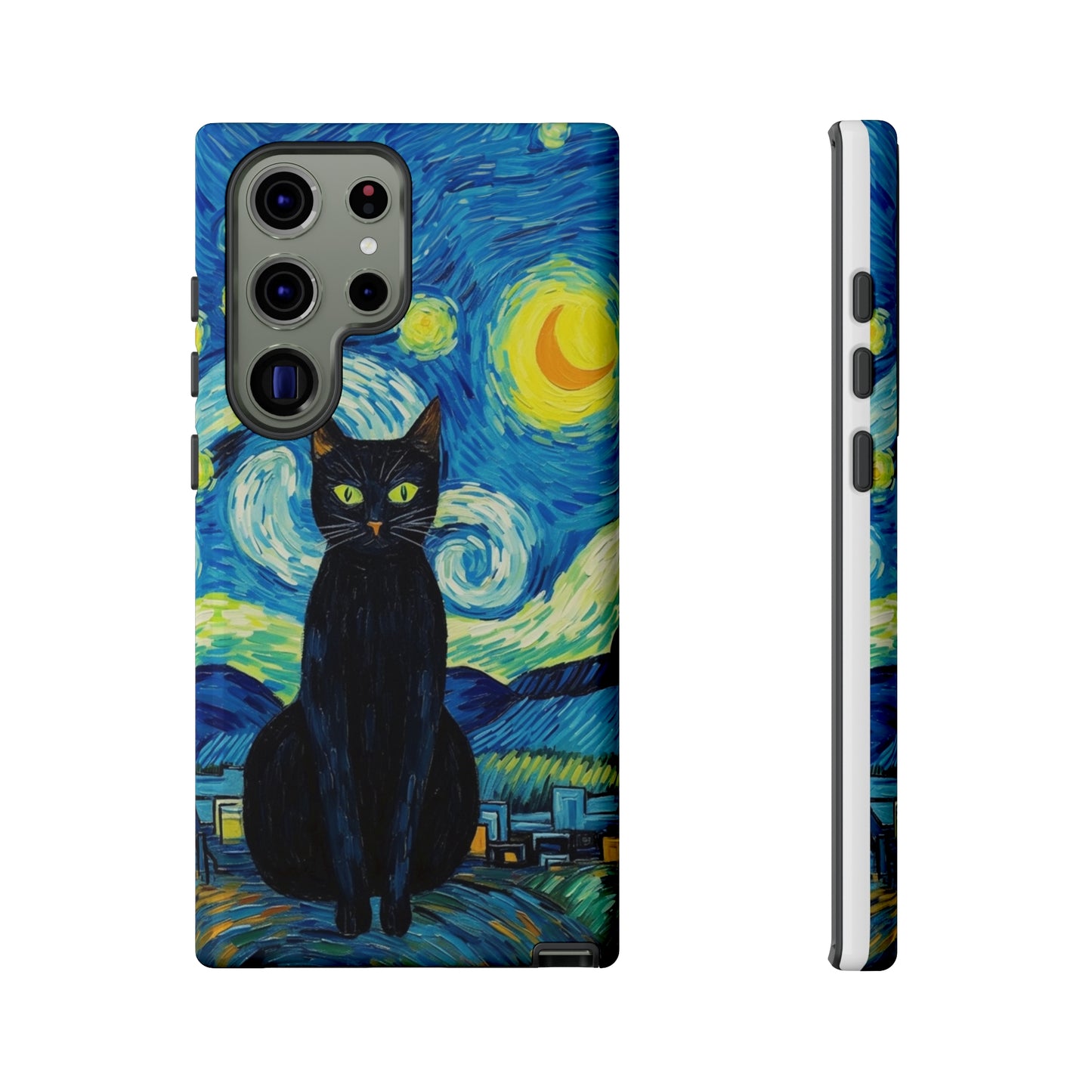 Starry Night Van Gogh Black Cat iPhone, Samsung Galaxy, Google Pixel  Case | Embrace Artistic Whimsy and Feline Charm