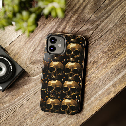 iPhone Case Golden Enigma: Where Goth Meets Glamour | Gold Skulls iPhone Tough Case