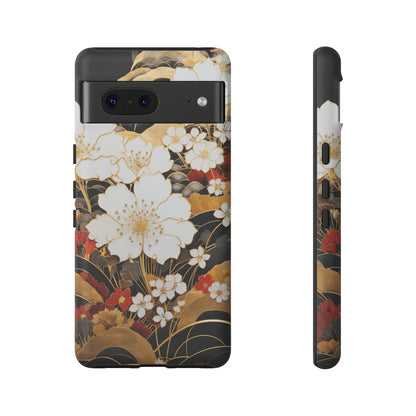 Chiyogami Floral Tough iPhone Case Galaxy S23 S22 S21 S20 Plus Ultra | Iphone 14 13 12 11 8 Pro Max Mini | Pixel 7 6 Pro 5 | Japanese Boho