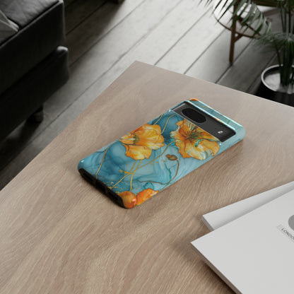 Gold Poppies Color Splash Floral Design Phone Case