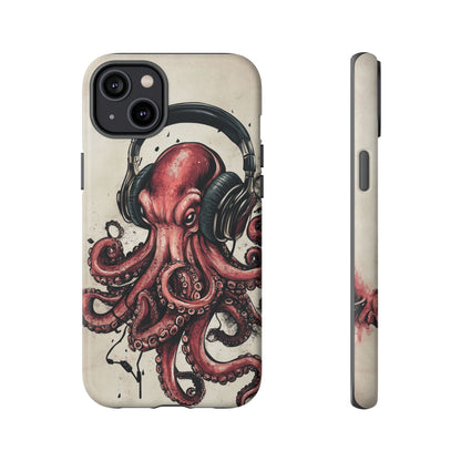 Retro Style Japanese Octopus Listening to Headphones Phone Cover