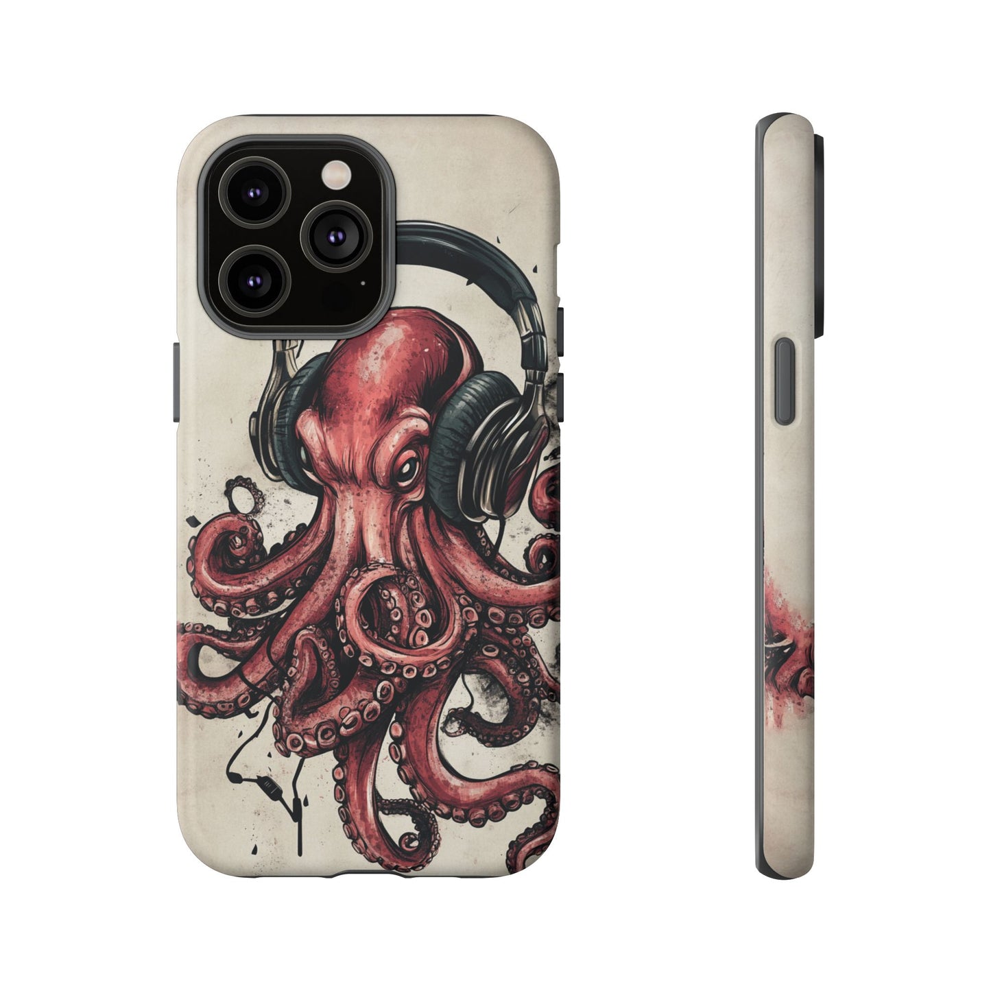 Retro Style Japanese Octopus Listening to Headphones Phone Cover