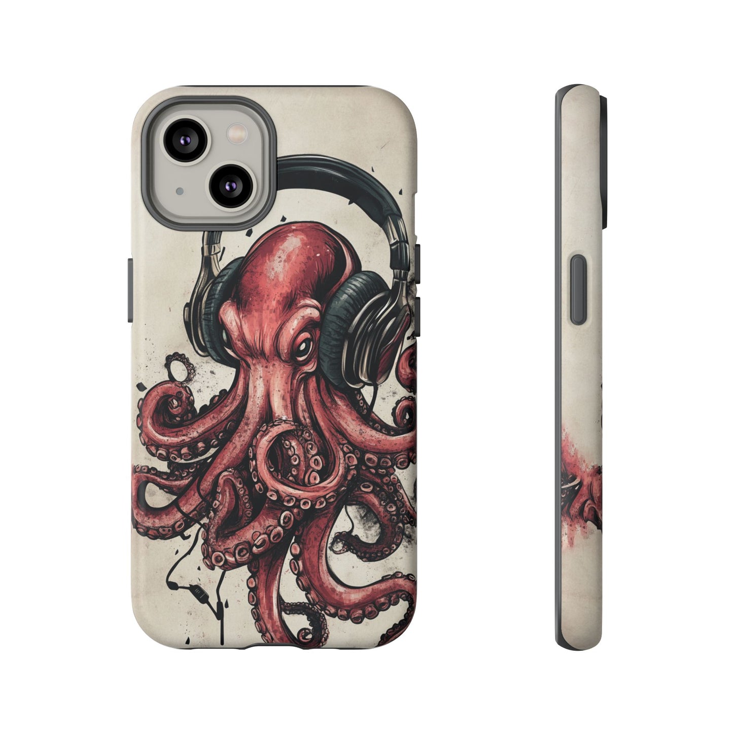 Retro Style Japanese Octopus Listening to Headphones Phone Cover