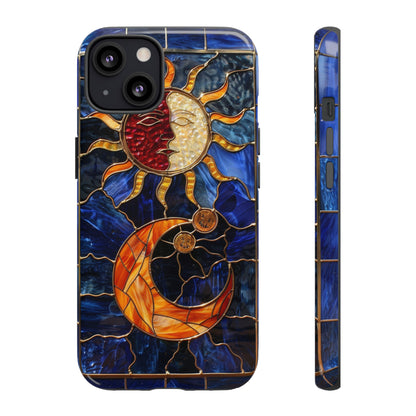 Celestial Stained Glass Moon and Stars iPhone 15 Case