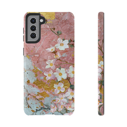 Pink Forget Me Nots Gold Floral Phone Case