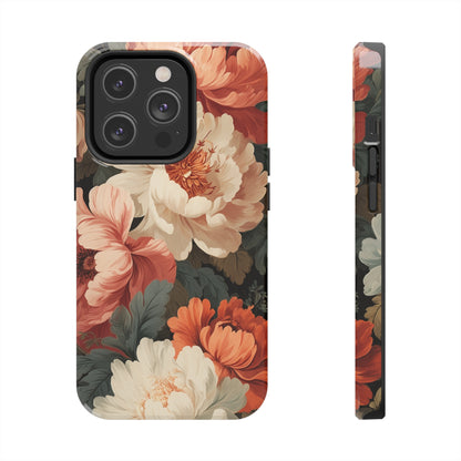 Vintage Floral Aesthetic Phone Tough Case Antique Print for iPhone 14 11 Pro 12 13 XR XS X 7+ 8 Boho Nature Flowers Cottage Core