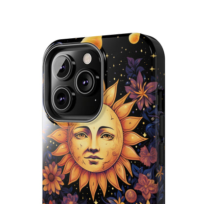 Cosmic Blooms: Floral Sun, Moon & Stars iPhone Case - Where Celestial Meets Botanical