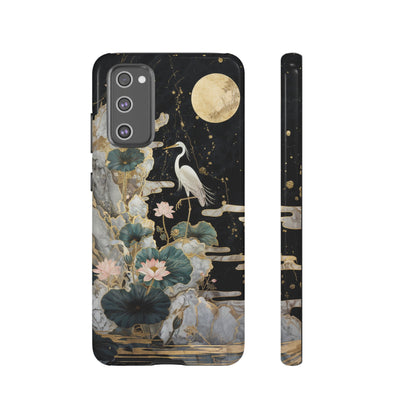 Heron and Moon Floral Zen Art Phone Case