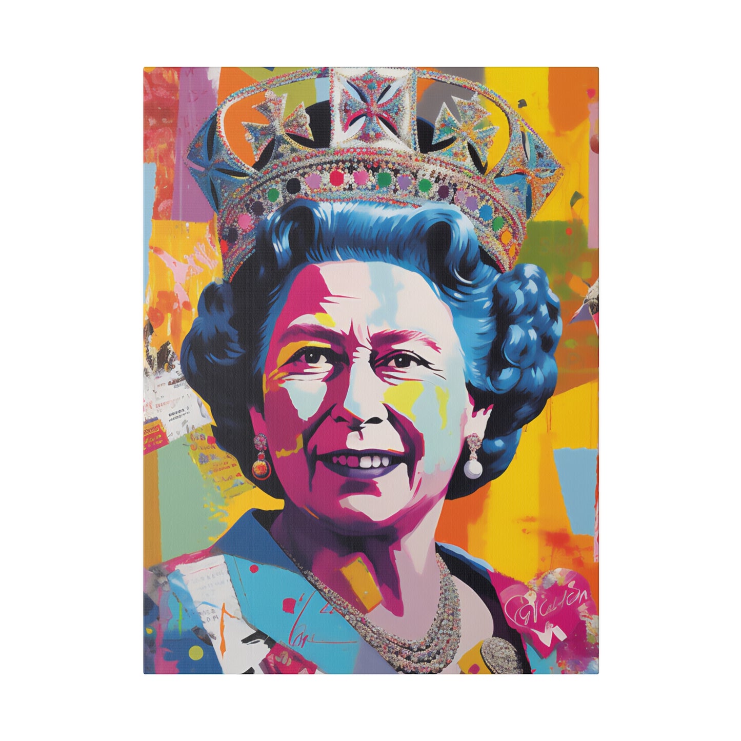 Queen Elizabeth II Pop Art Abstract Print | Stretched Canvas Print