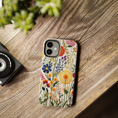 Wildflowers Floral Embroidery iPhone Case