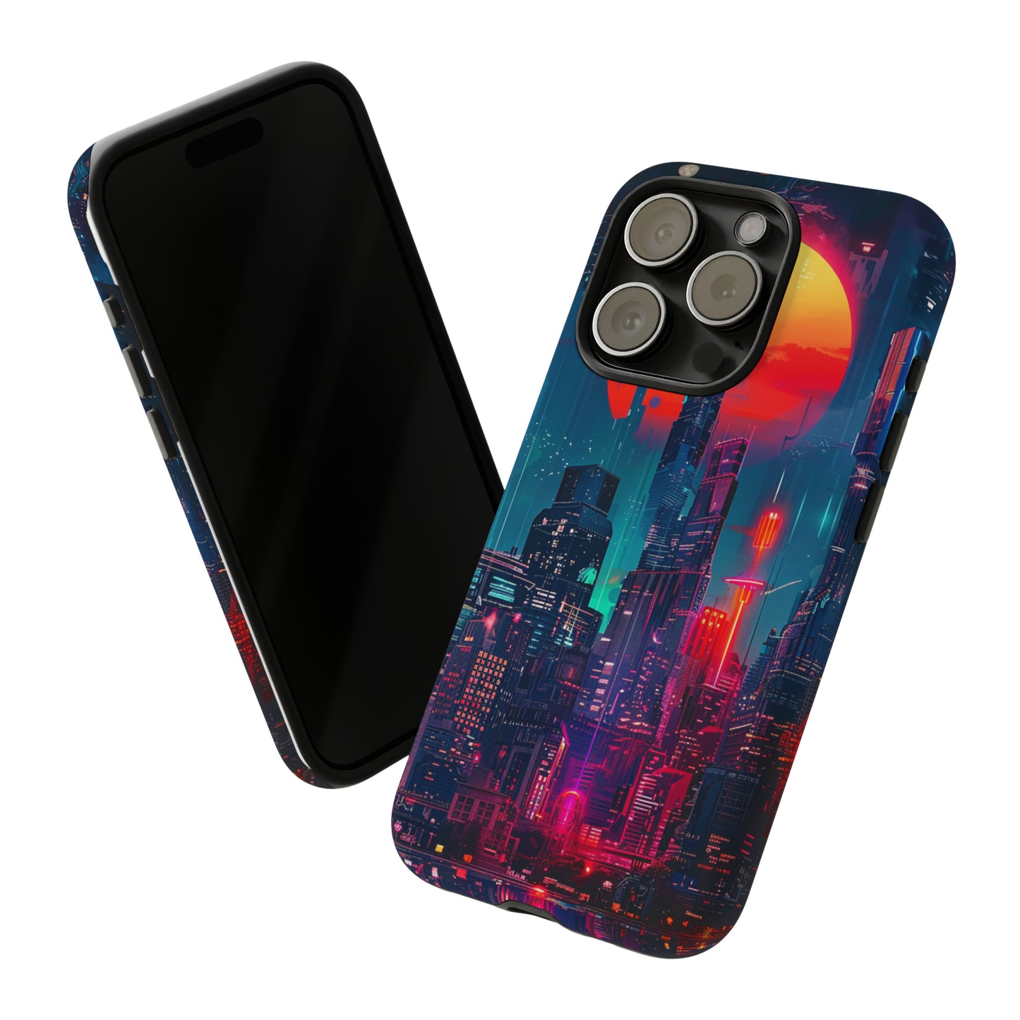 Cyberpunk Full Moon Cityscape Phone Case