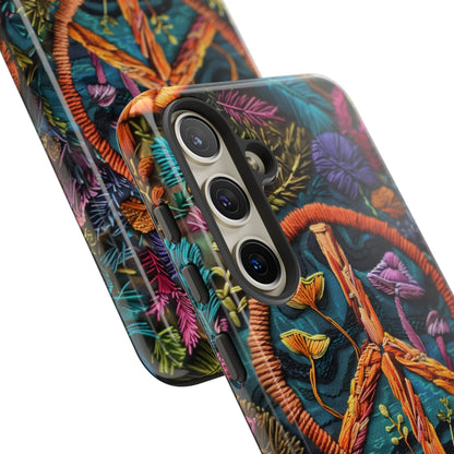 Embroidery Style Magic Mushrooms and Peace Sign Phone Case