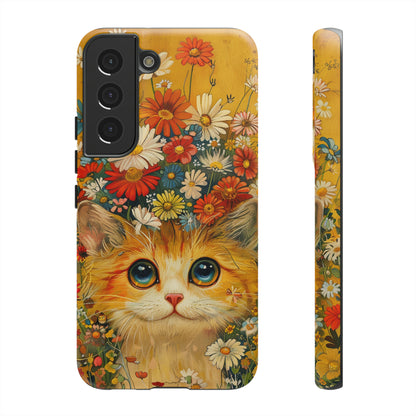 Cute Cat in Floral Garden Phone Case