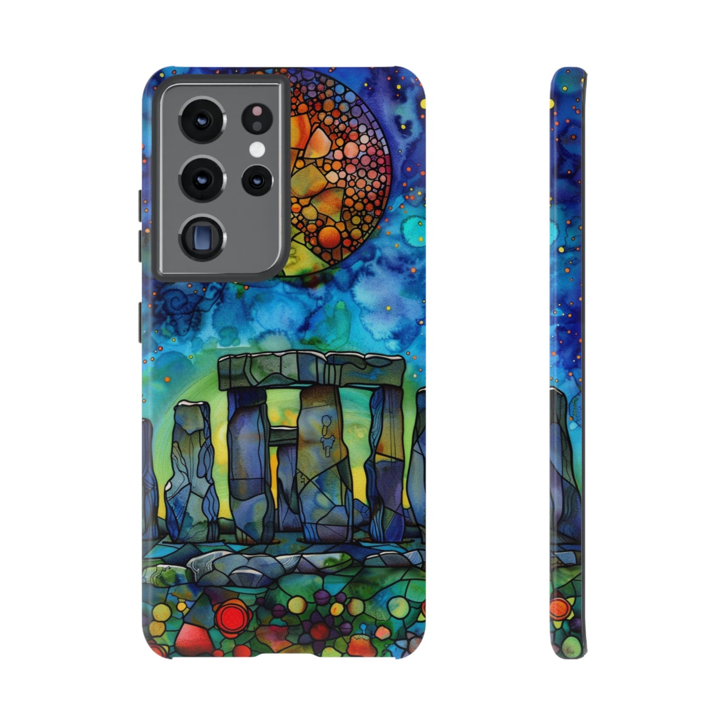 Stonehenge Neolithic Full Moon Stained Glass Watercolor Phone Cover