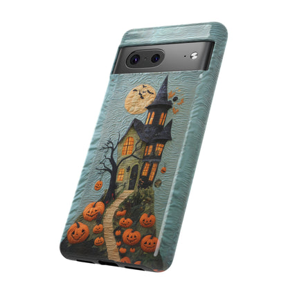 Halloween Haunted House Vintage Embroidery Style Phone Cover