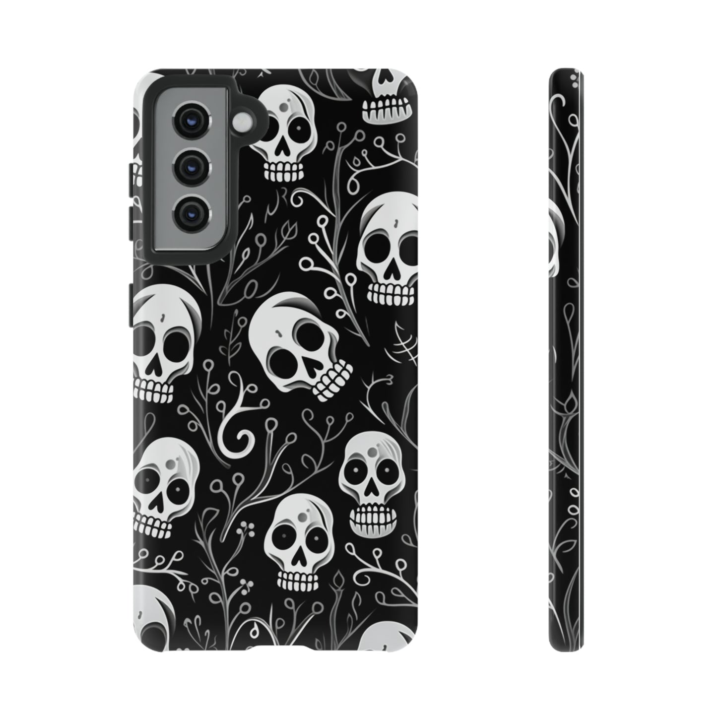 Join the Goth Side: Black Skull Floral Print | Mystical Elegance Case for iPhone, Samsung Galaxy, and Google Pixel