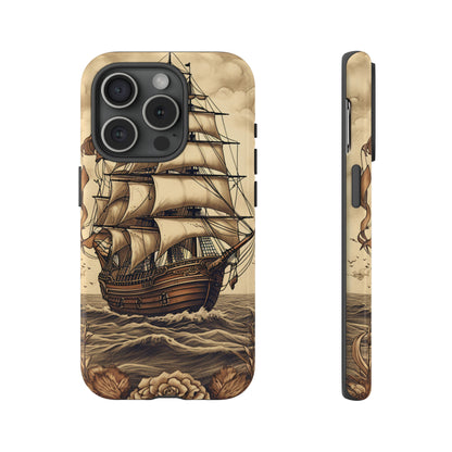 Vintage Tattoo Style Pirate Ship Phone Case