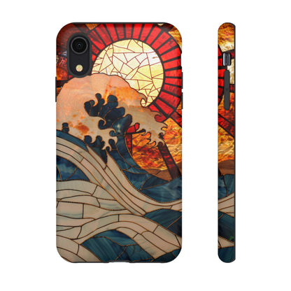 Japanese Rising Sun Phone Case Stained Glass Ocean Wave