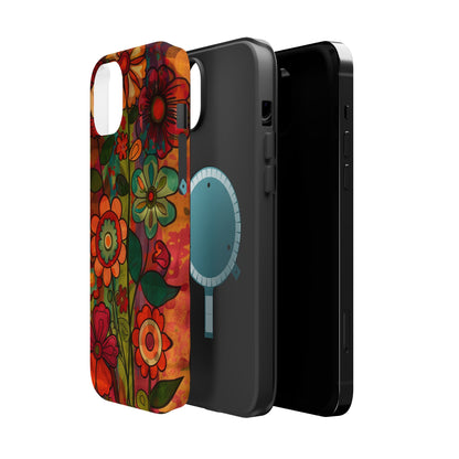 Retro Watercolor Abstract Floral Summer Style MagSafe Phone Case, iPhone 15 Case