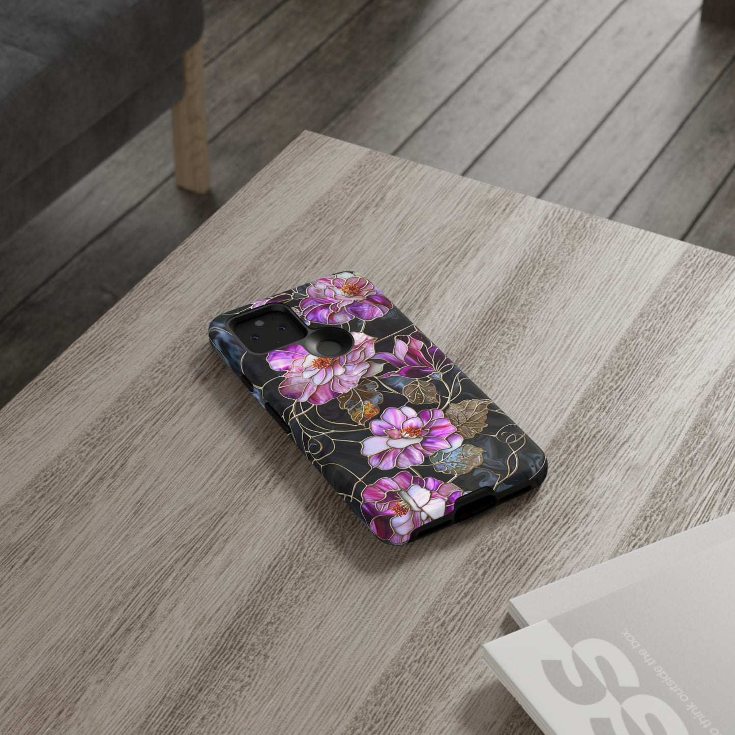 Magenta Color Floral Stained Glass Phone Case