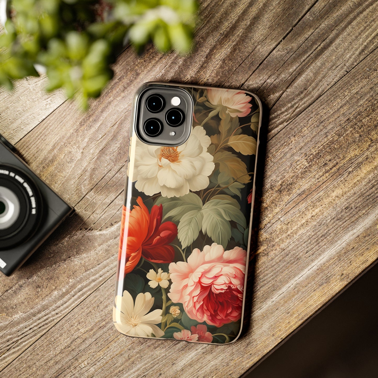 Vintage Floral Aesthetic Phone Tough Case | Antique Elegance for iPhone 11, 12, 13, 14