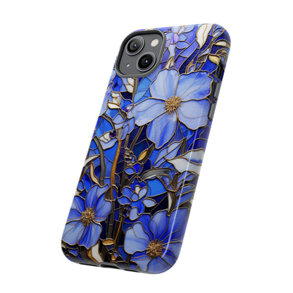 Periwinkle Stained Glass with Gold Inlay Phone Case for iPhone 15, 14, Pro Max, 13, 12 & Samsung Galaxy S23, S22, S21, Google Pixel