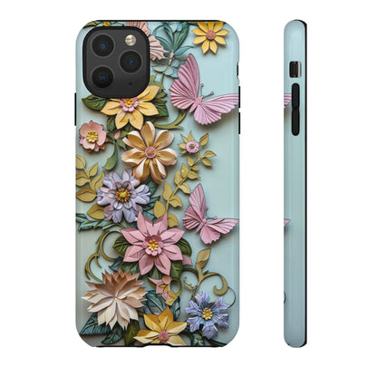 Pastel Pink Butterflies and Flowers iPhone Case