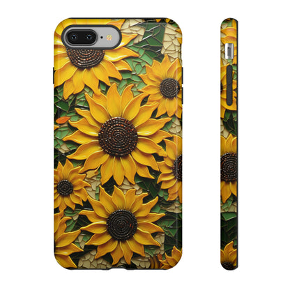 Sunflower Floral Color Explosion Mosaic Glass