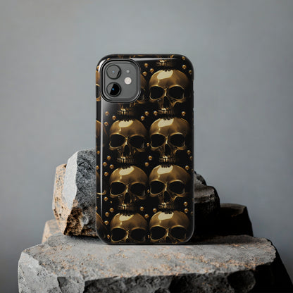 iPhone Case Golden Enigma: Where Goth Meets Glamour | Gold Skulls iPhone Tough Case