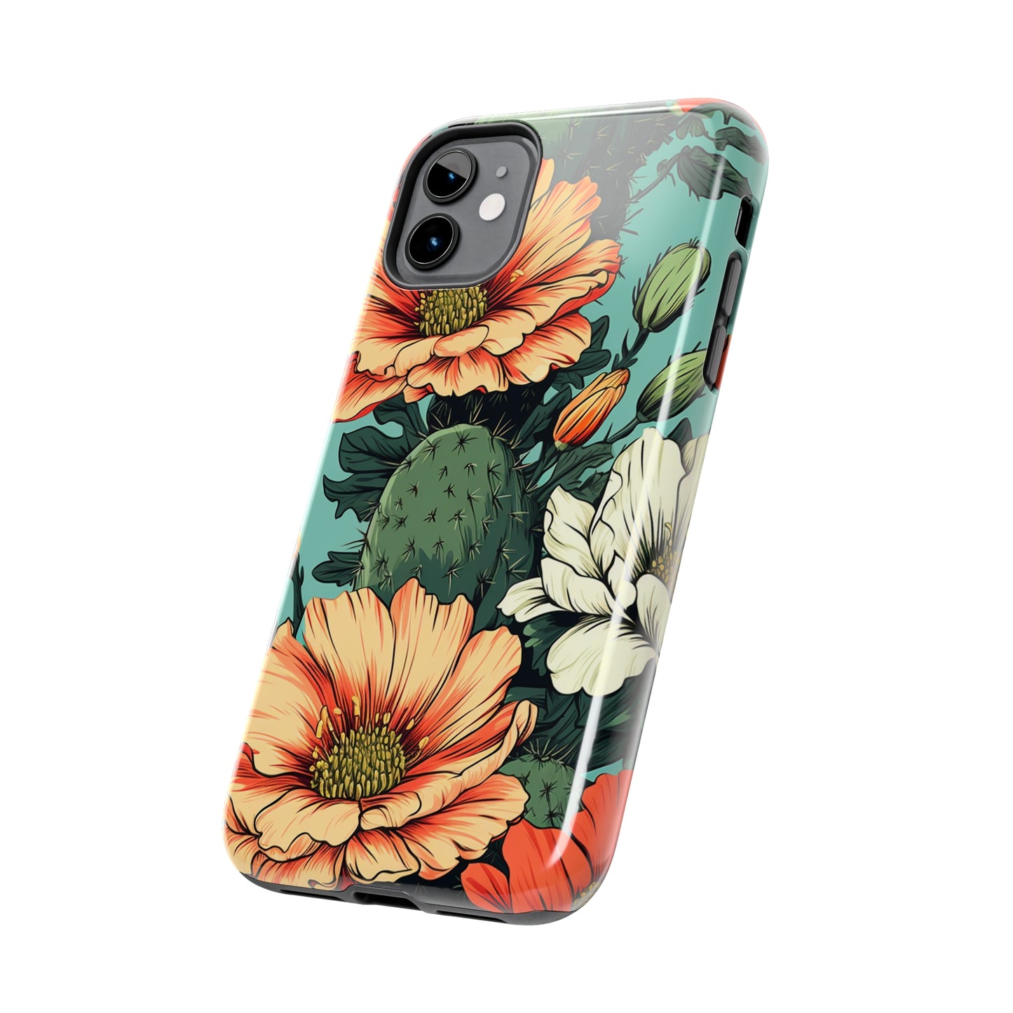 Desert Dream: Retro Vibe Cactus Tough iPhone Case