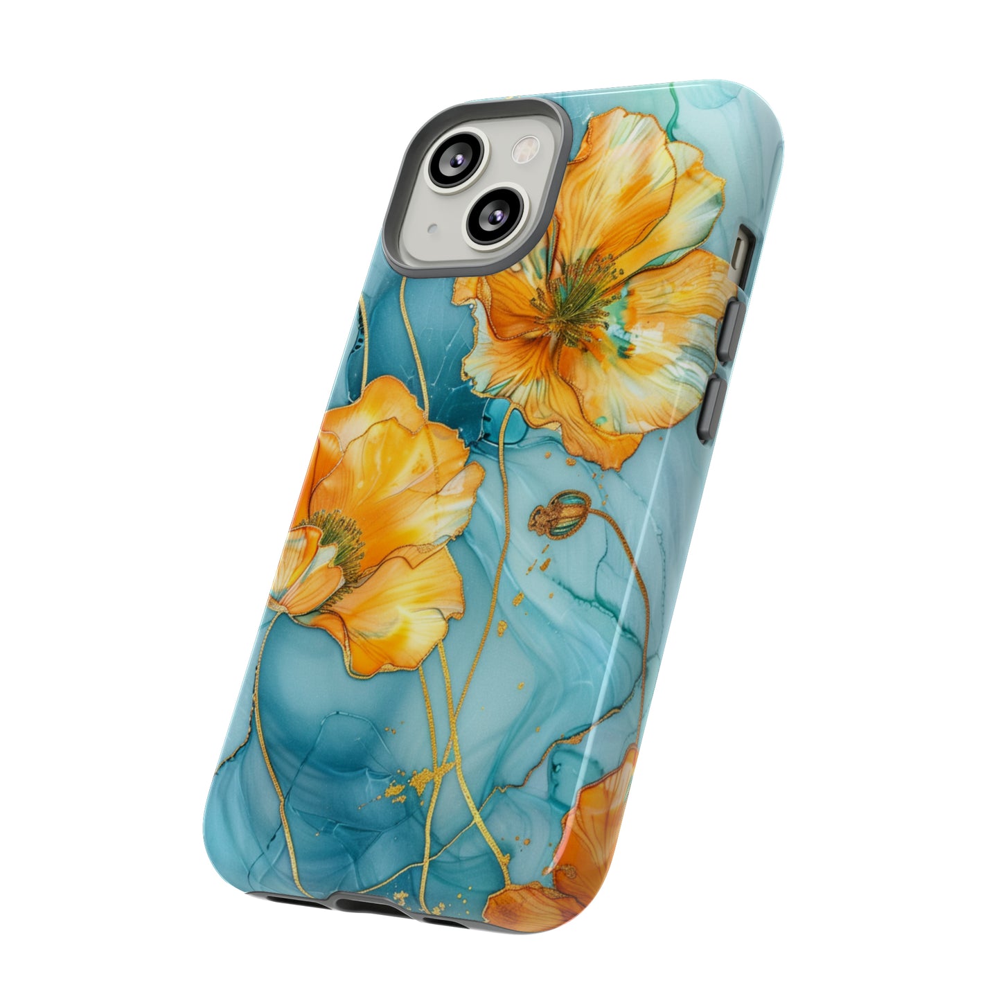 Gold Poppies Color Splash Floral Design Phone Case