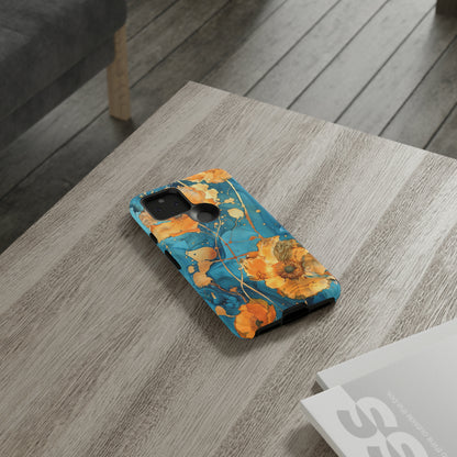 Gold Poppies Color Splash Floral Design Phone Case