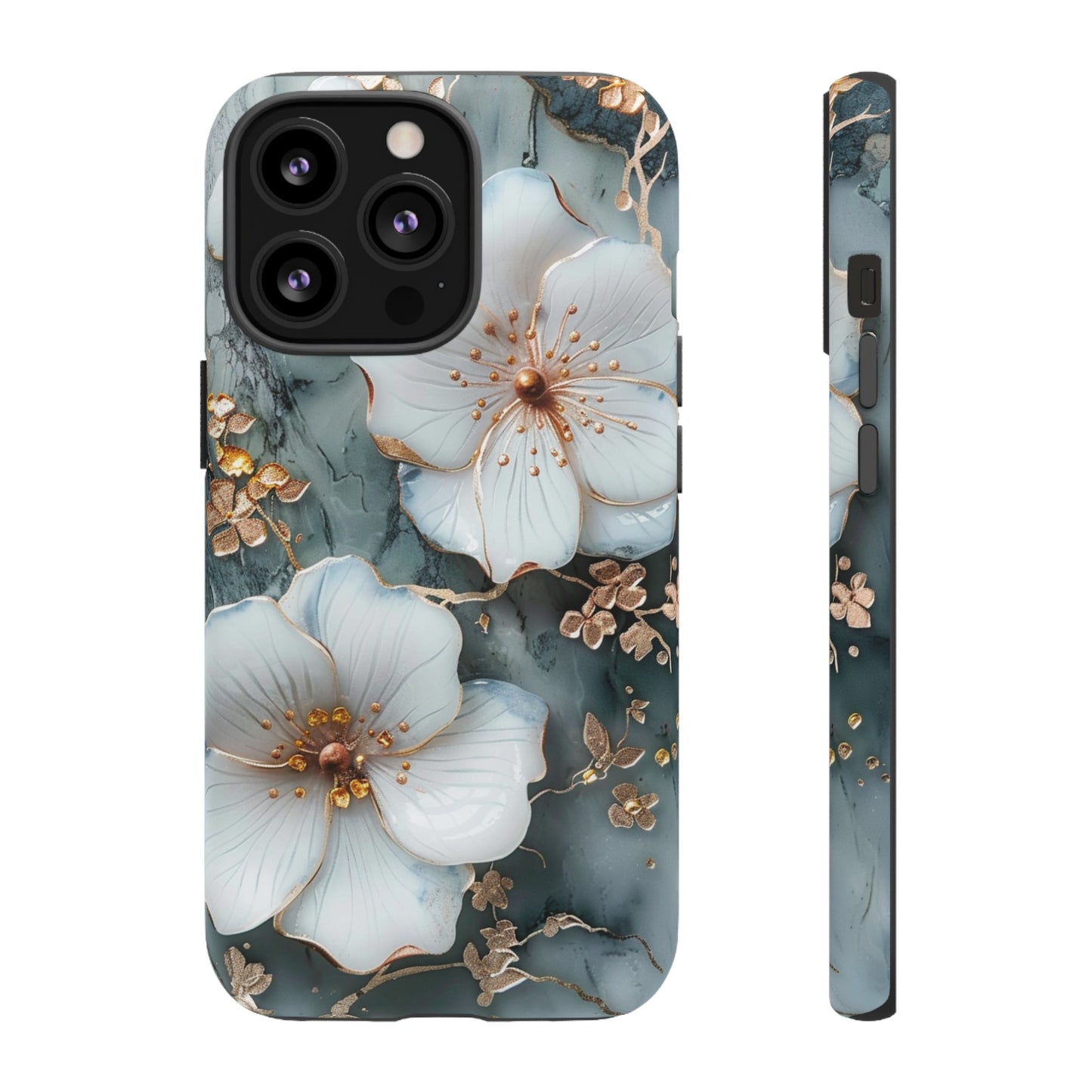 White Flower on Marble Stone  Phone Case