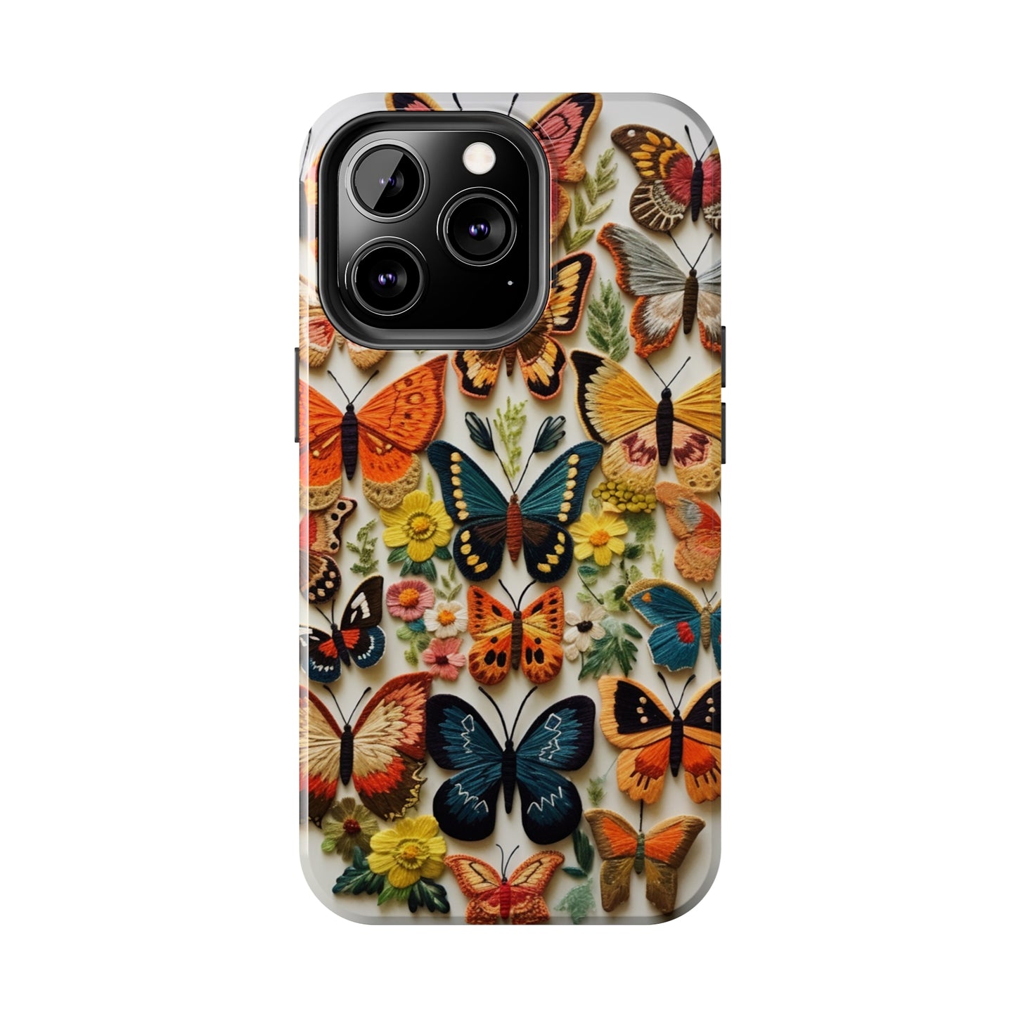 Embroidery Butterflies iPhone Case | Whimsical Elegance and Nature's Beauty in Handcrafted Detail