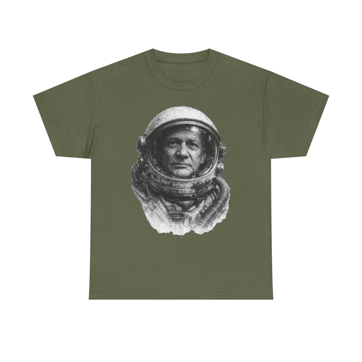 Vintage space art t-shirt with astronaut and galaxy illustration