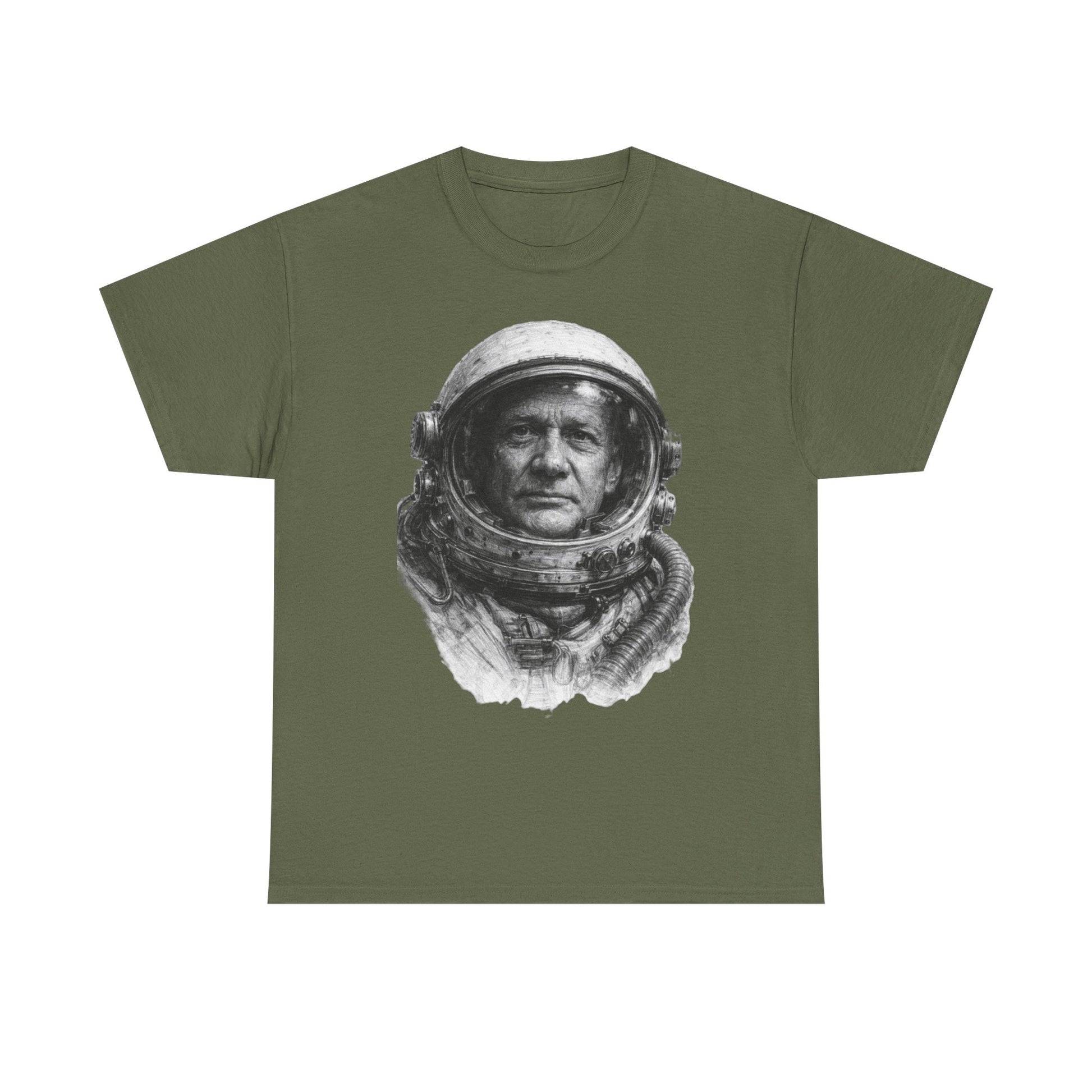 Vintage space art t-shirt with astronaut and galaxy illustration