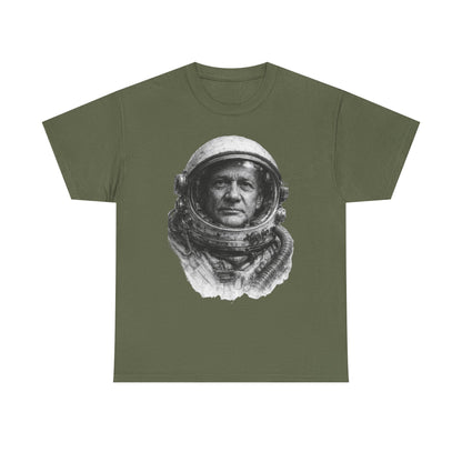 Vintage space art t-shirt with astronaut and galaxy illustration