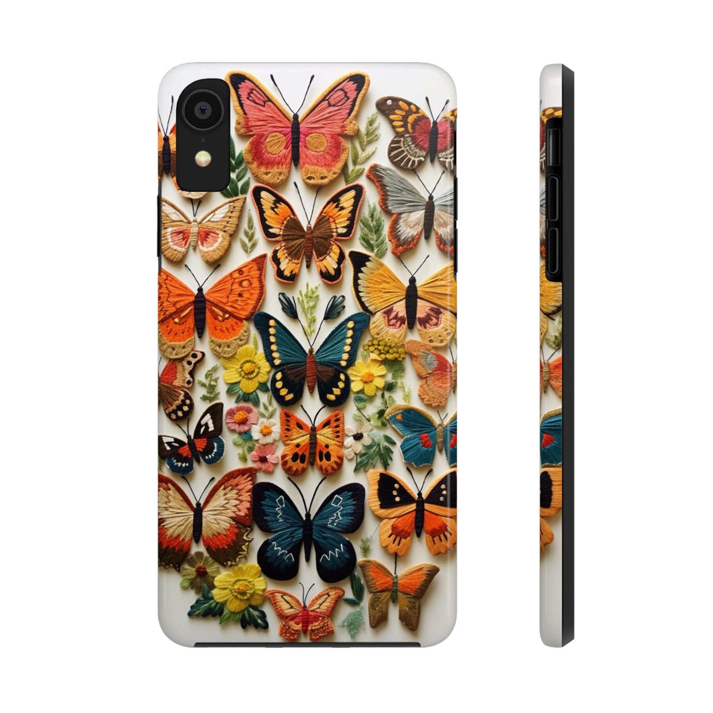 Embroidery Butterflies iPhone Case | Whimsical Elegance and Nature's Beauty in Handcrafted Detail