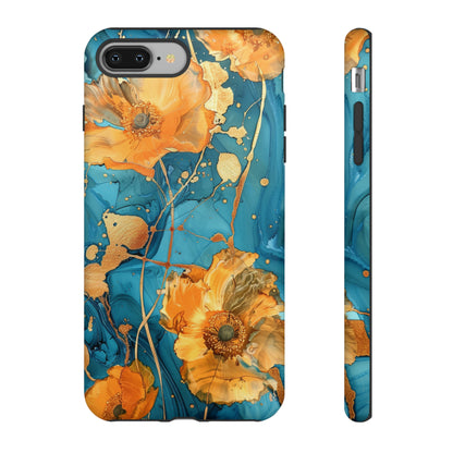 Gold Poppies Color Splash Floral Design Phone Case