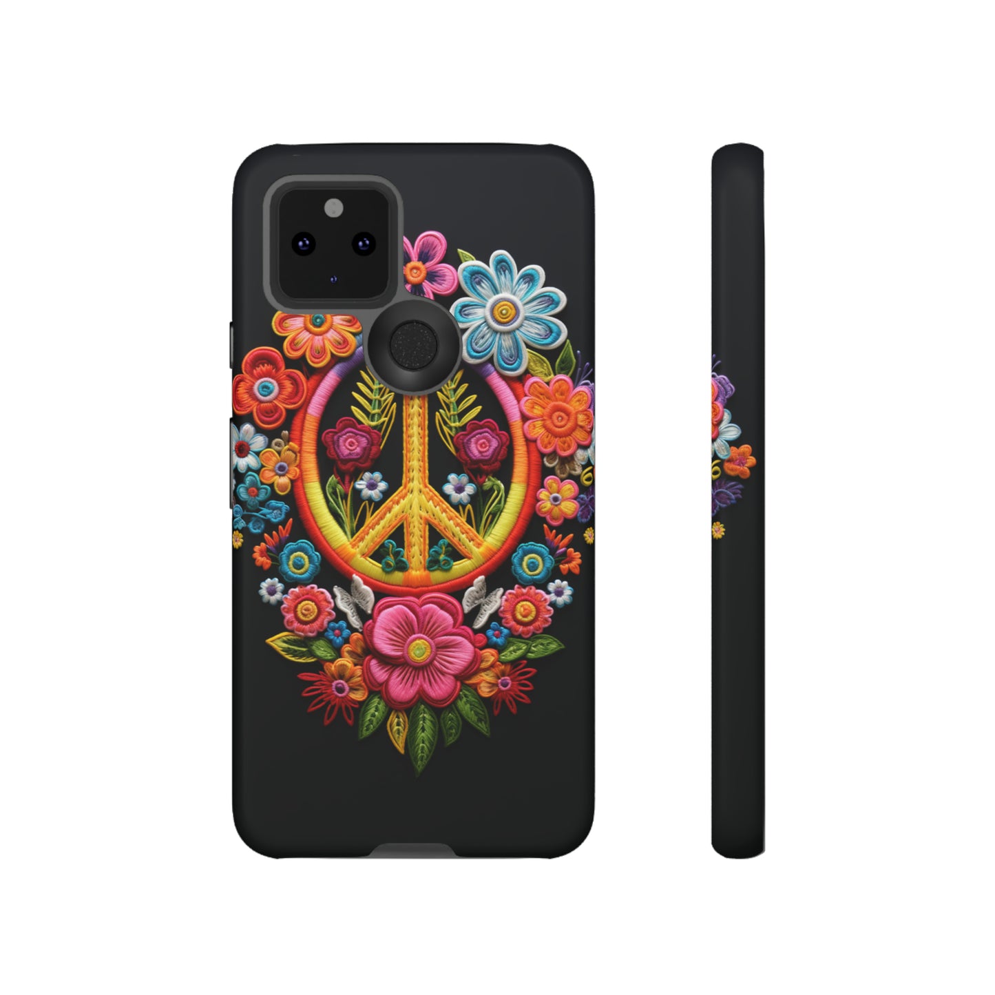 Peace Sign Embroidery Floral Hippie Style Phone Case