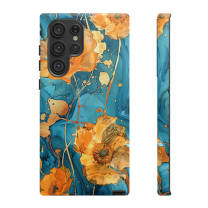 Gold Poppies Color Splash Floral Design Phone Case