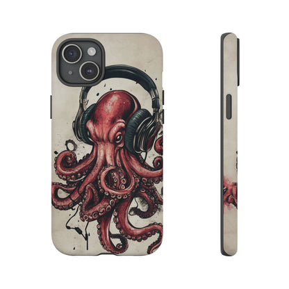 Retro Style Japanese Octopus Listening to Headphones Phone Cover